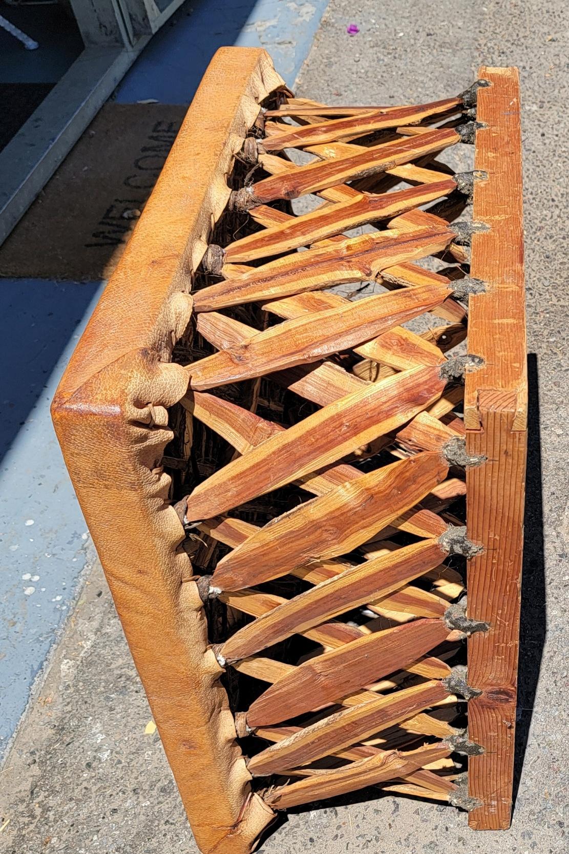 Equipale Leather & Cedar Ottoman / Coffee Table In Good Condition In Los Angeles, CA