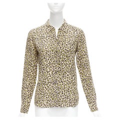 EQUIPMENT 100% Seide braun schwarz leopard print Langarmhemd XS