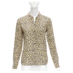 EQUIPMENT 100% Seide braun schwarz leopard print Langarmhemd XS