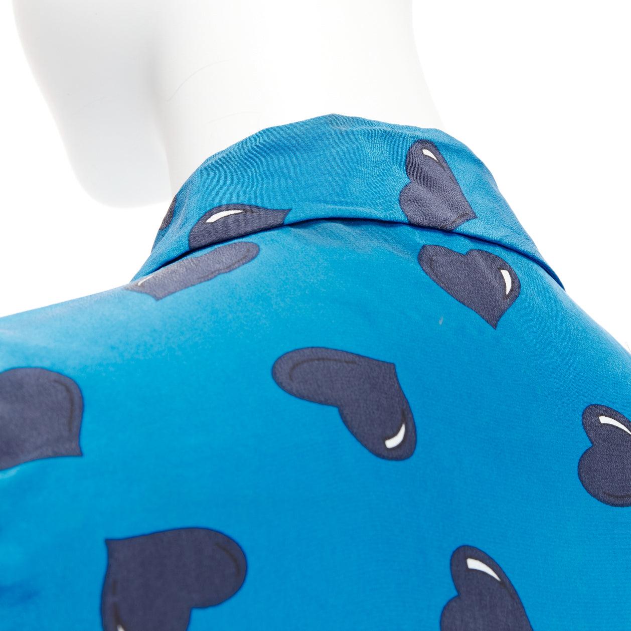 EQUIPMENT 100% Seide  Ärmellose electric blue black heart bedruckte Bluse M im Angebot 3