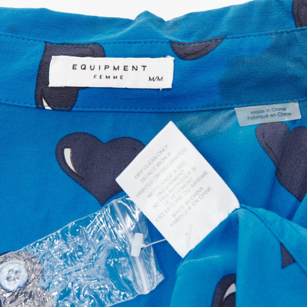 EQUIPMENT 100% Seide  Ärmellose electric blue black heart bedruckte Bluse M im Angebot 4