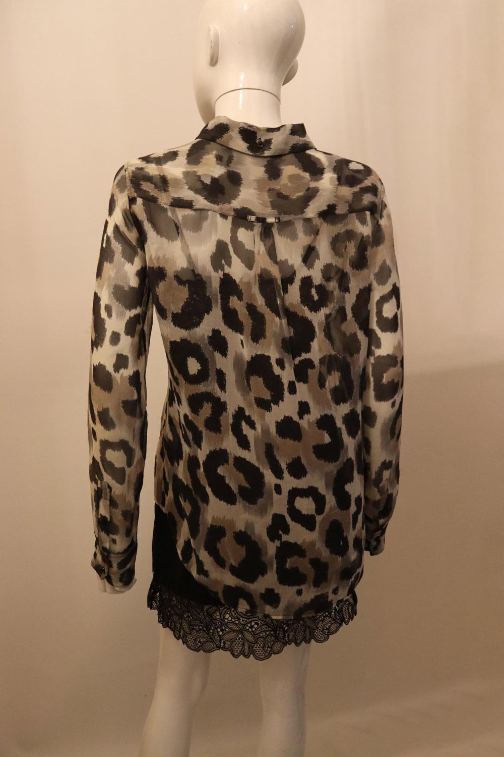 Women's or Men's Equipment Animal Print Silk Shirt For Sale