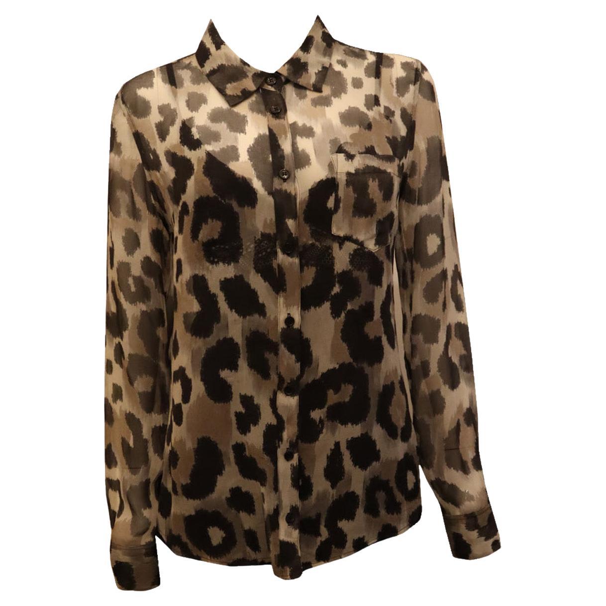 Equipment Animal Print Silk Shirt For Sale
