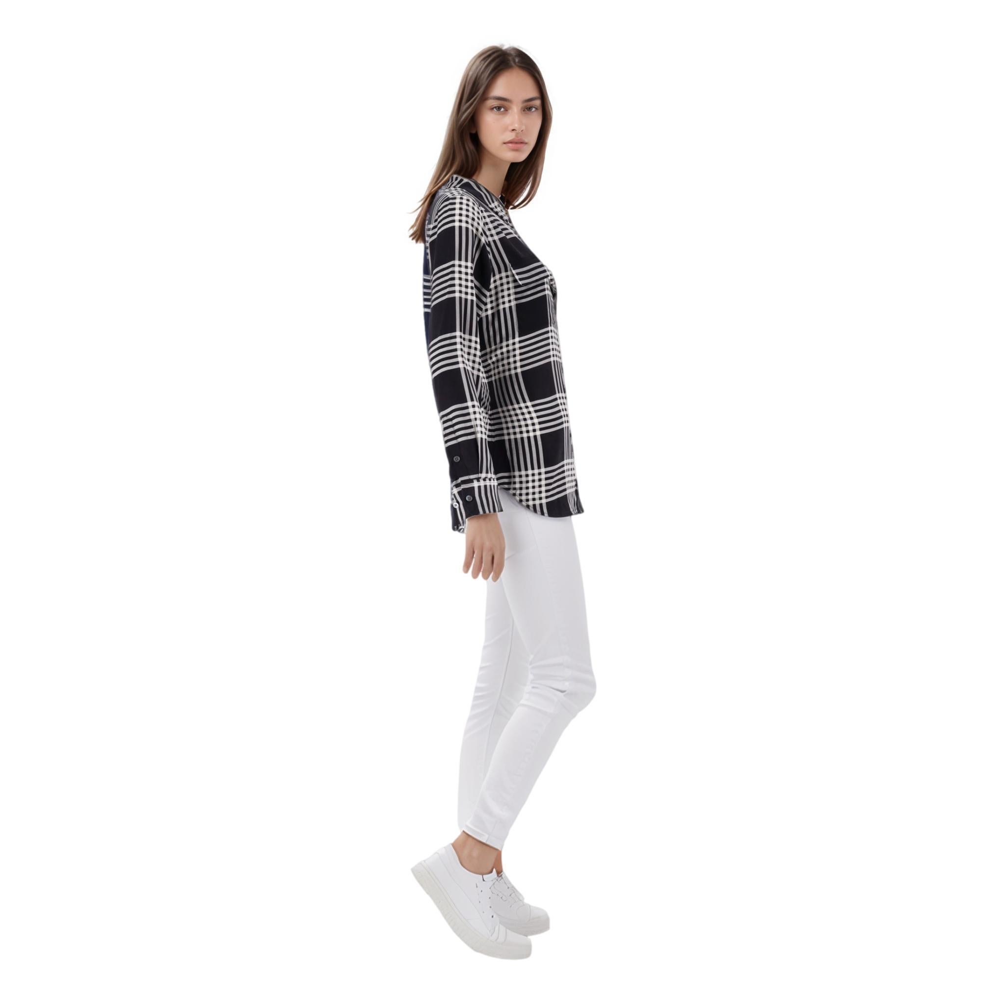 Black Equipment Checked Silk Shirt For Sale