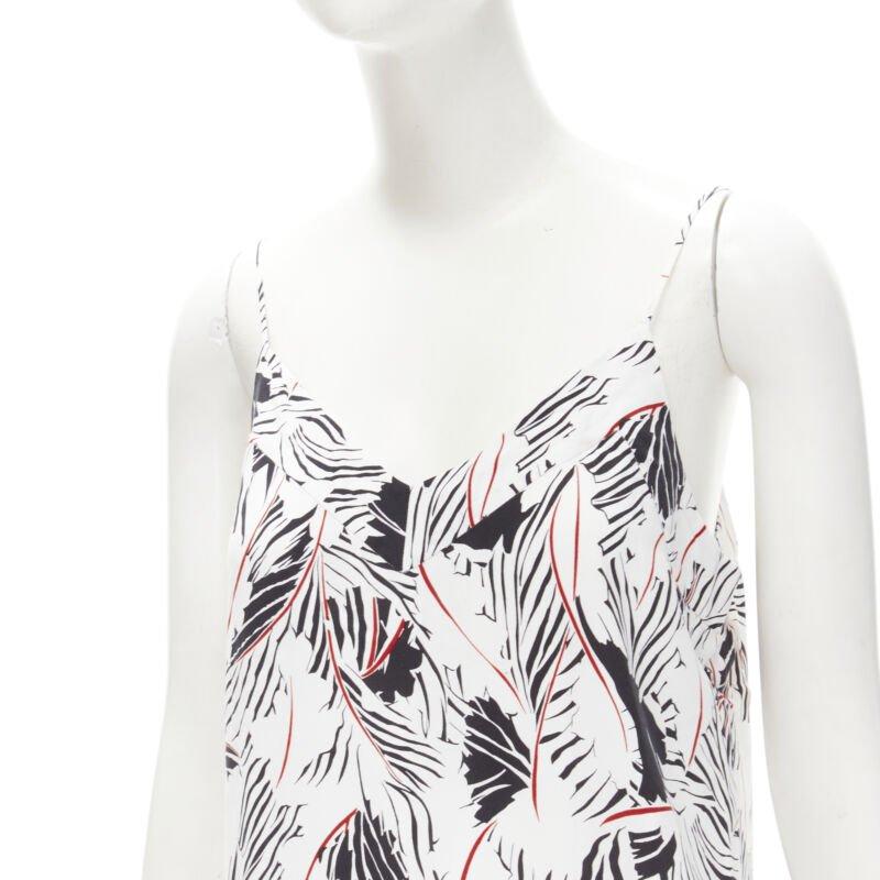 EQUIPMENT FEMME 100% silk white black red graphic print asymmetric slip dress S 3