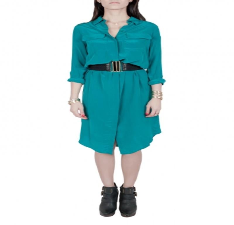 Donna Equipment Femme Everglade Blu Seta Charmeuse Tegan Shirt Dress XS in vendita