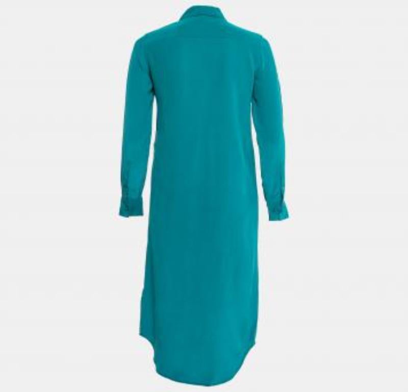 Equipment Femme Everglade Blu Seta Charmeuse Tegan Shirt Dress XS in vendita 4