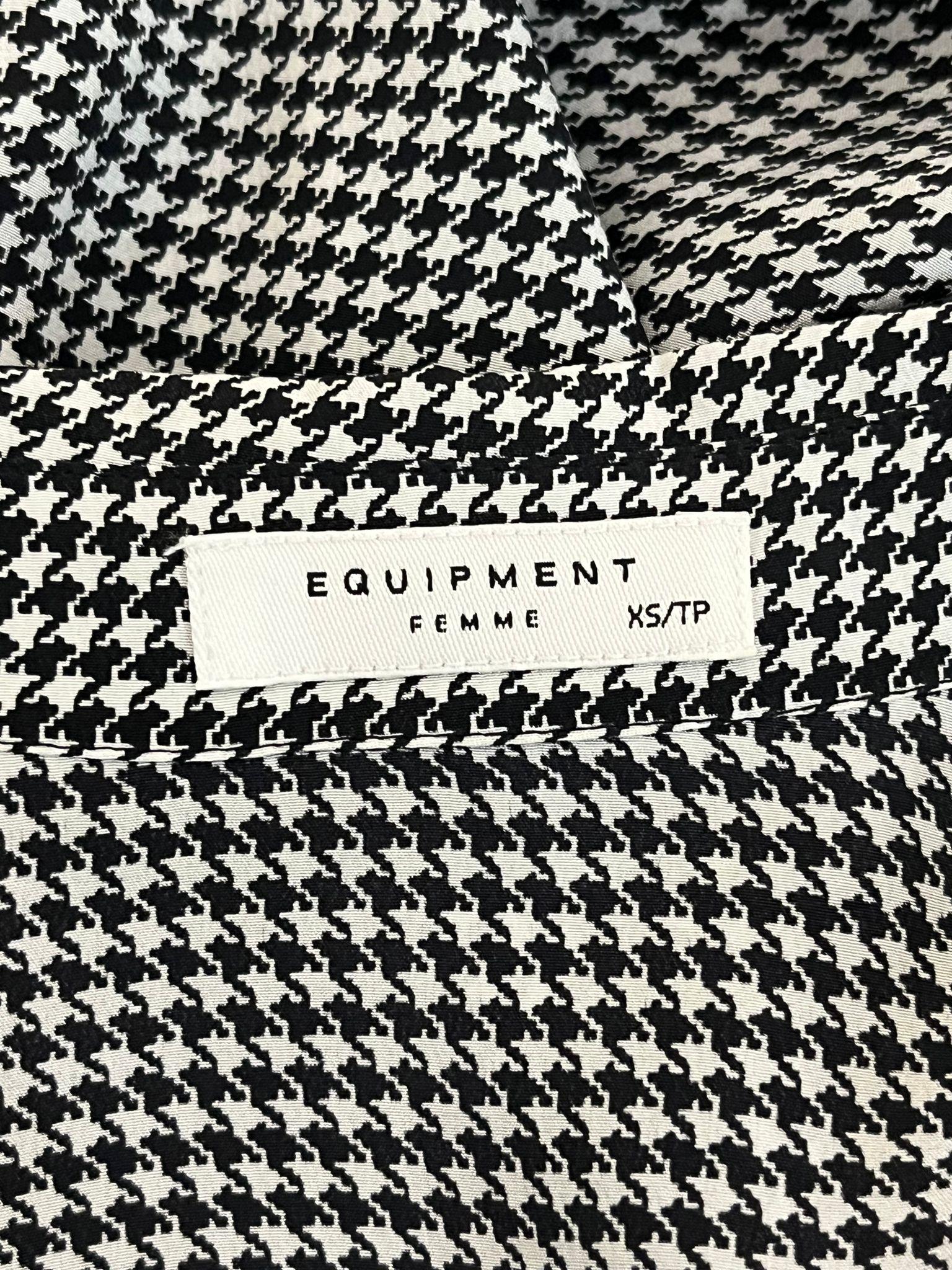 Equipment Houndstooth Silk Shirt For Sale 1