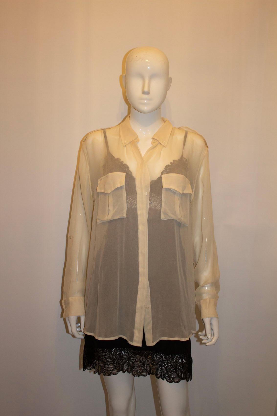 Brown Equipment Ivory Silk Shirt For Sale