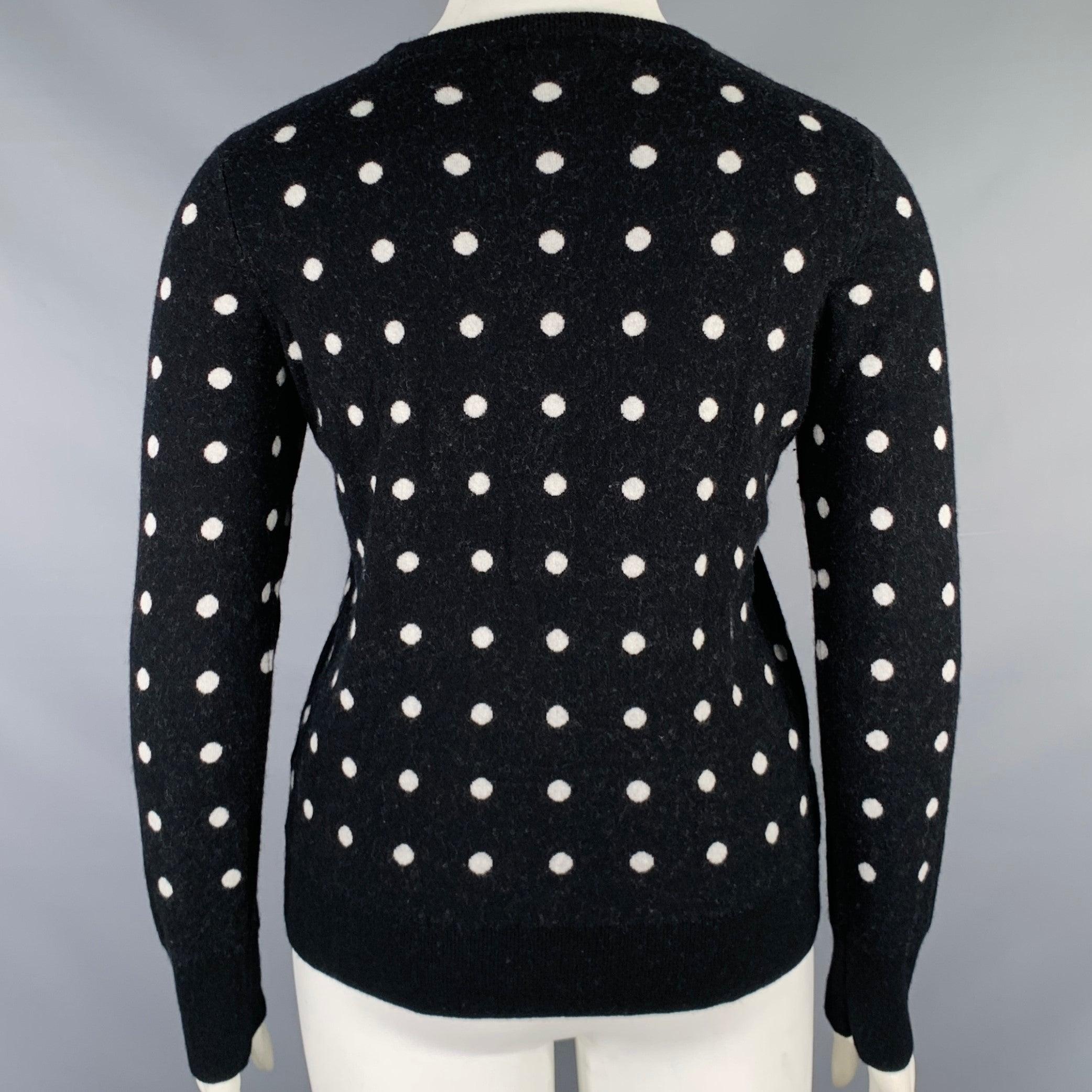 EQUIPMENT Size L Black White Wool Blend Polka Dot Crew Neck Pullover In Excellent Condition For Sale In San Francisco, CA