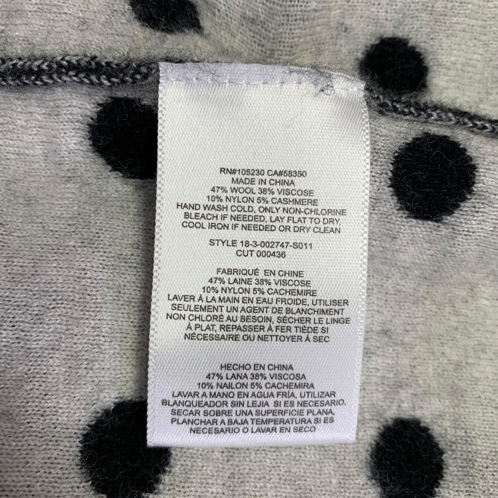 EQUIPMENT Size L Black White Wool Blend Polka Dot Crew Neck Pullover For Sale 1