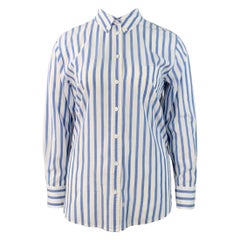 EQUIPMENT Size L Blue White Cotton Stripe Button Down Collar Shirt EQUIPMENT Size L Blue White Cotton Stripe Button Down Collar Shirt
