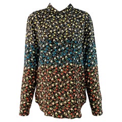 EQUIPMENT Taglia M Camicia a righe floreali in seta nera multicolore con due tasche
