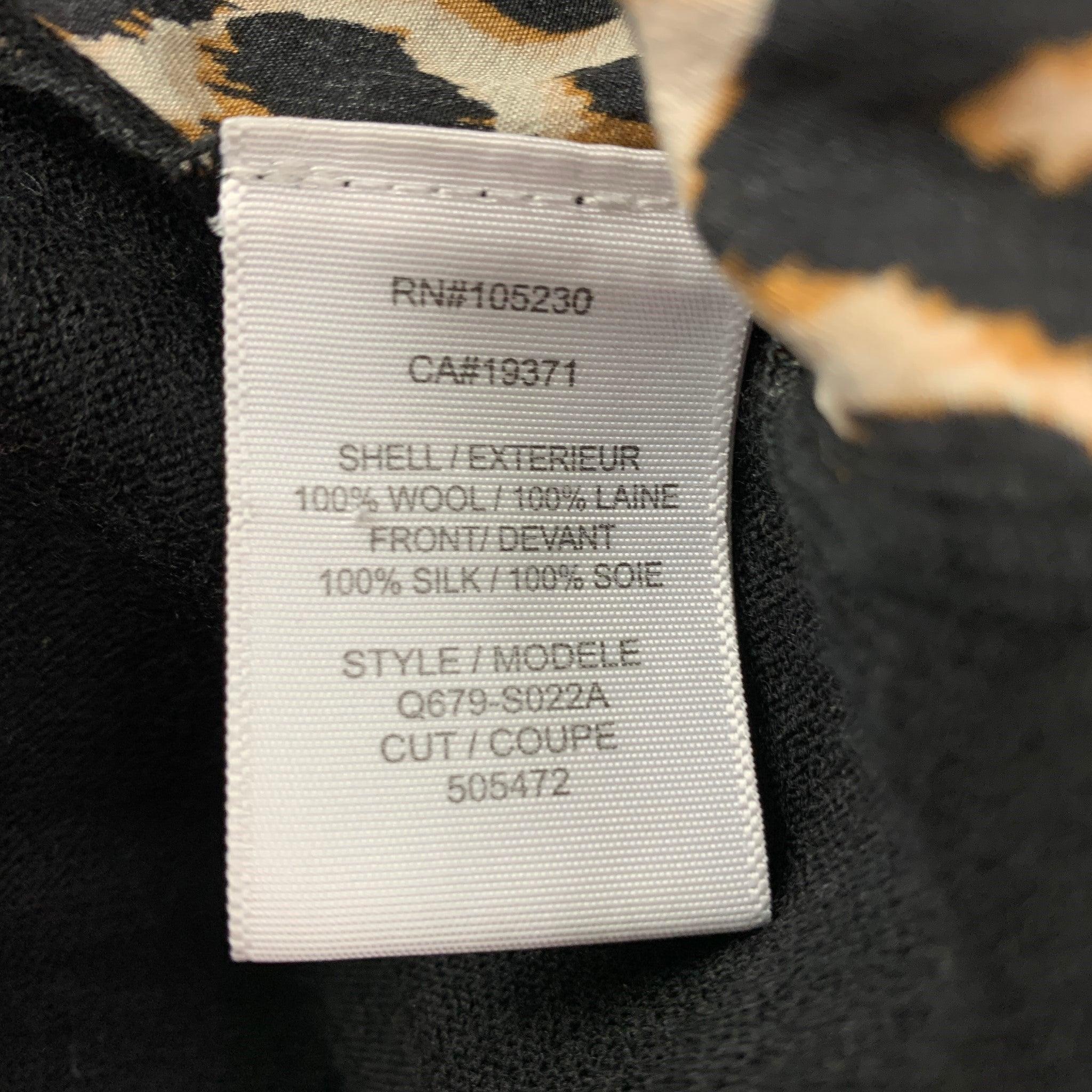 Women's EQUIPMENT Size M Black Tan Wool Silk Leopard Crew-Neck Pullover For Sale