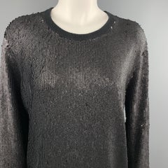 EQUIPMENT Size S Black Sparkle Sequined Knit Crew Neck Pullover