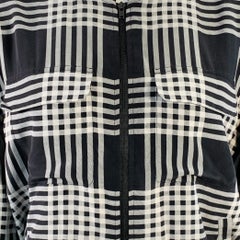 EQUIPMENT Size S Black White Silk Plaid Zip Up Bomber Jacket