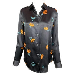 EQUIPMENT Size S Navy & Yellow Floral Silk Blouse