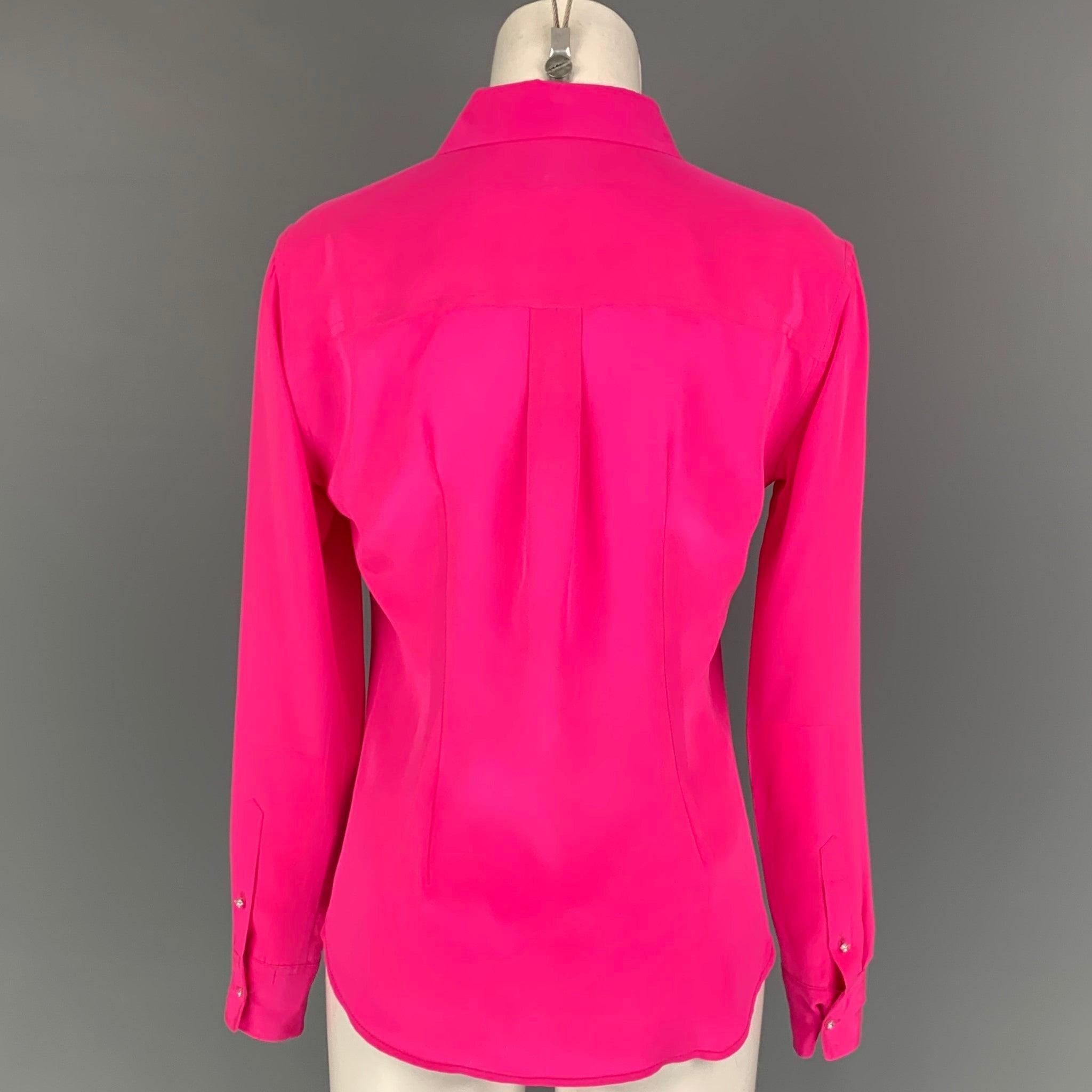 EQUIPMENT Size S Pink Silk Patch Pockets Shirt In Good Condition For Sale In San Francisco, CA