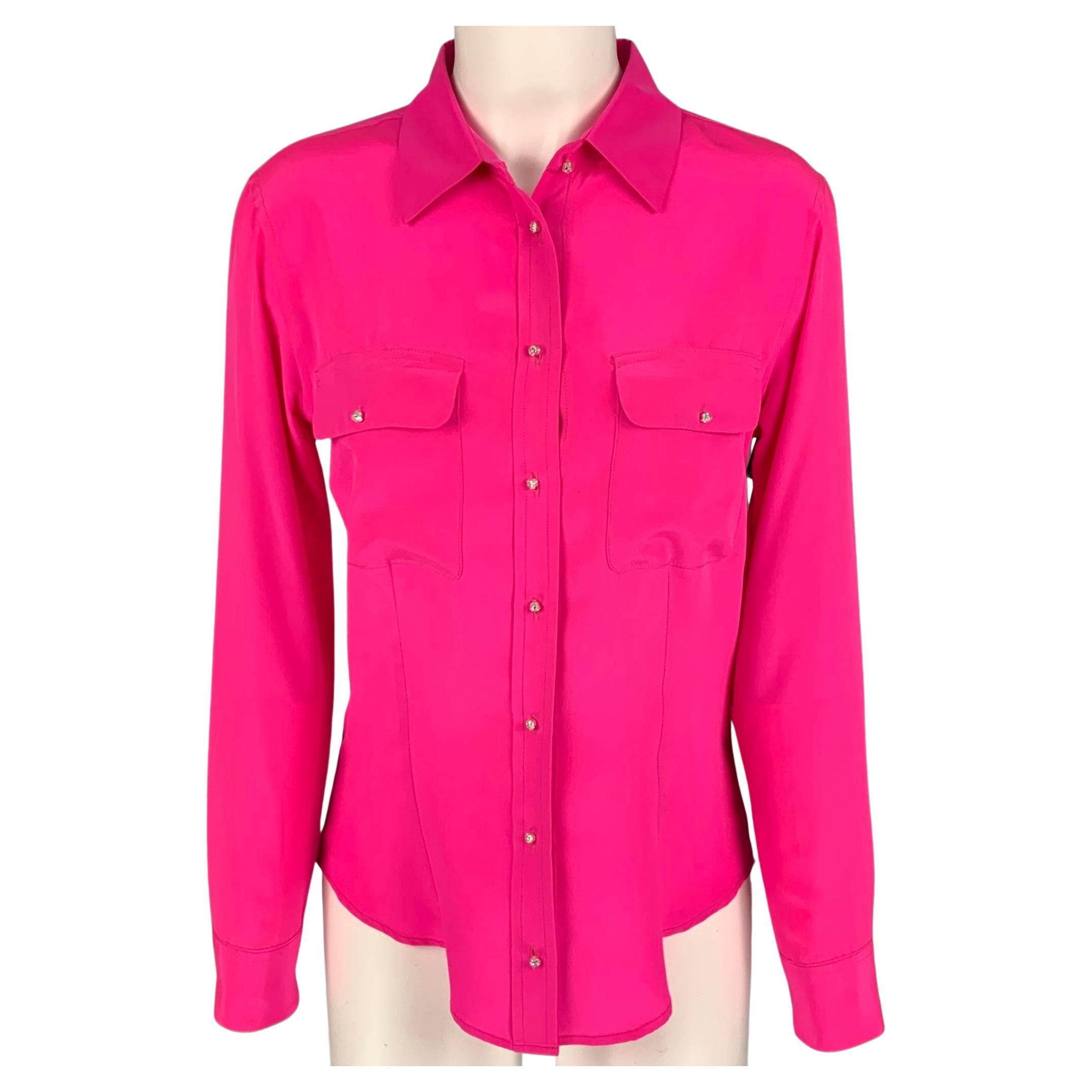 EQUIPMENT Size S Pink Silk Patch Pockets Shirt