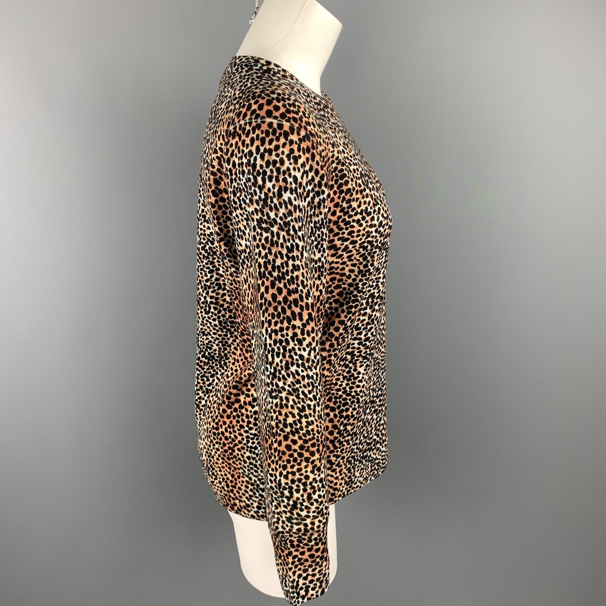 EQUIPMENT Size XS Black & Tan Cheetah Print Wool Pullover In Good Condition For Sale In San Francisco, CA