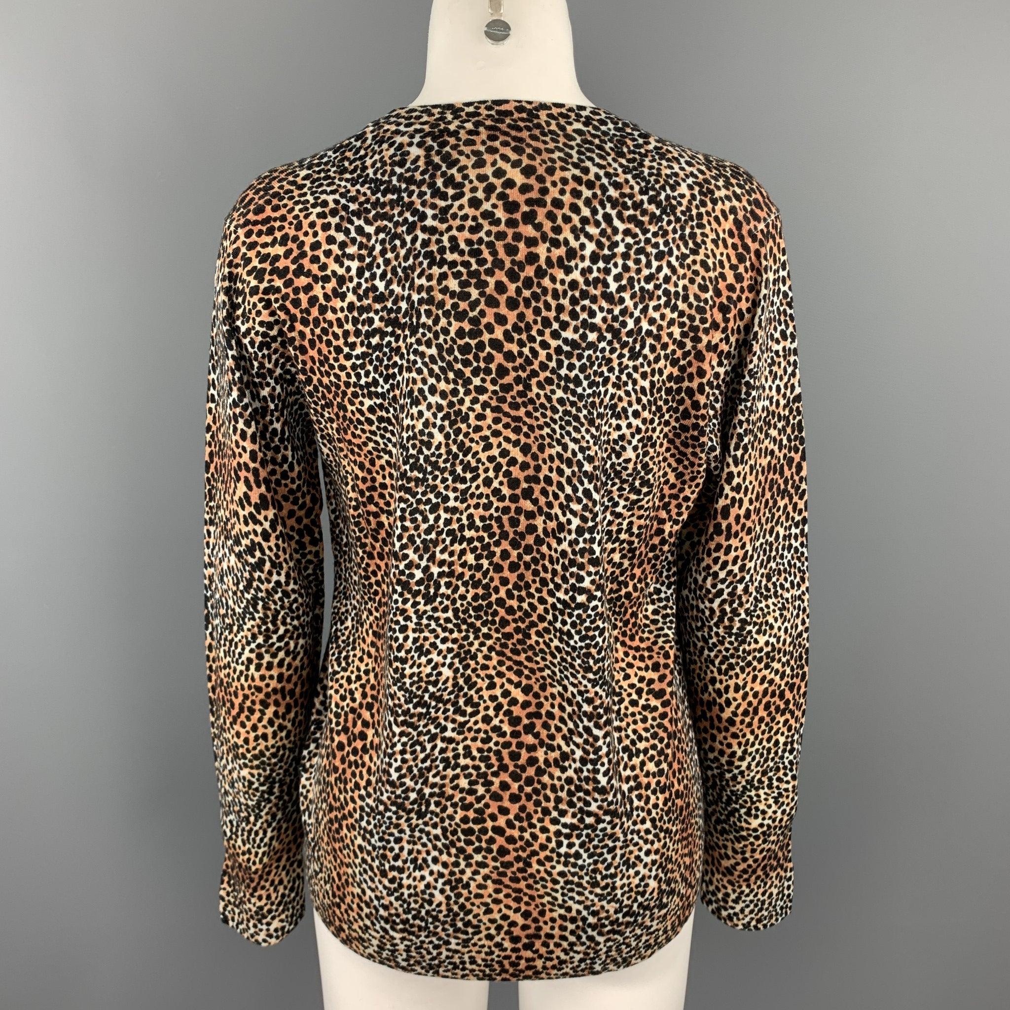 Women's EQUIPMENT Size XS Black & Tan Cheetah Print Wool Pullover For Sale