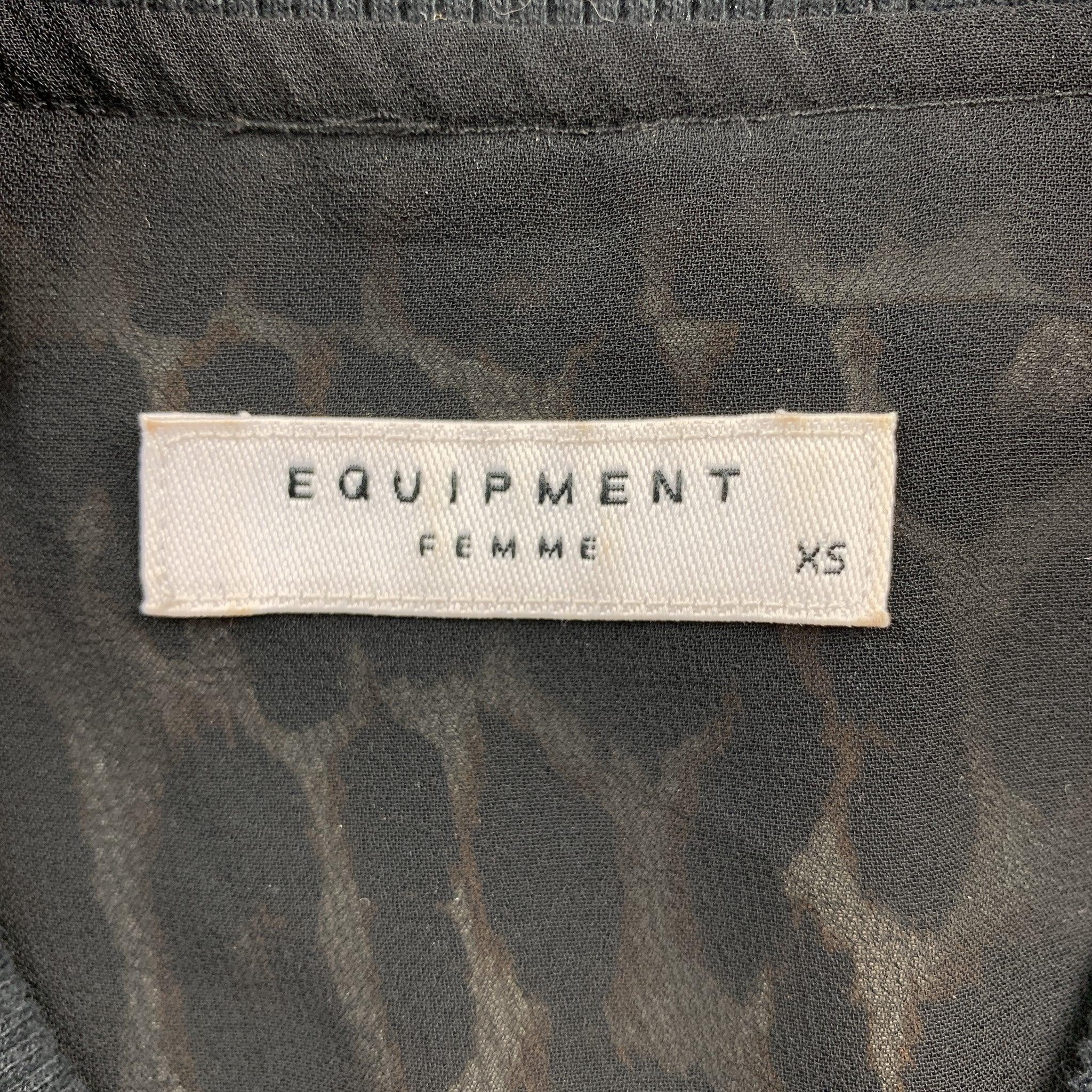 EQUIPMENT Size XS Black & Tan Leopard Silk Bomber Jacket For Sale 1