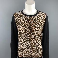 EQUIPMENT Size XS Black & Tan Leopard Wool / Silk Pullover