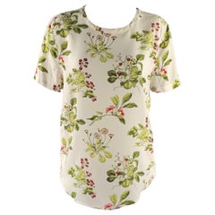 EQUIPMENT Size XS Indigo Green Silk Floral Casual Top