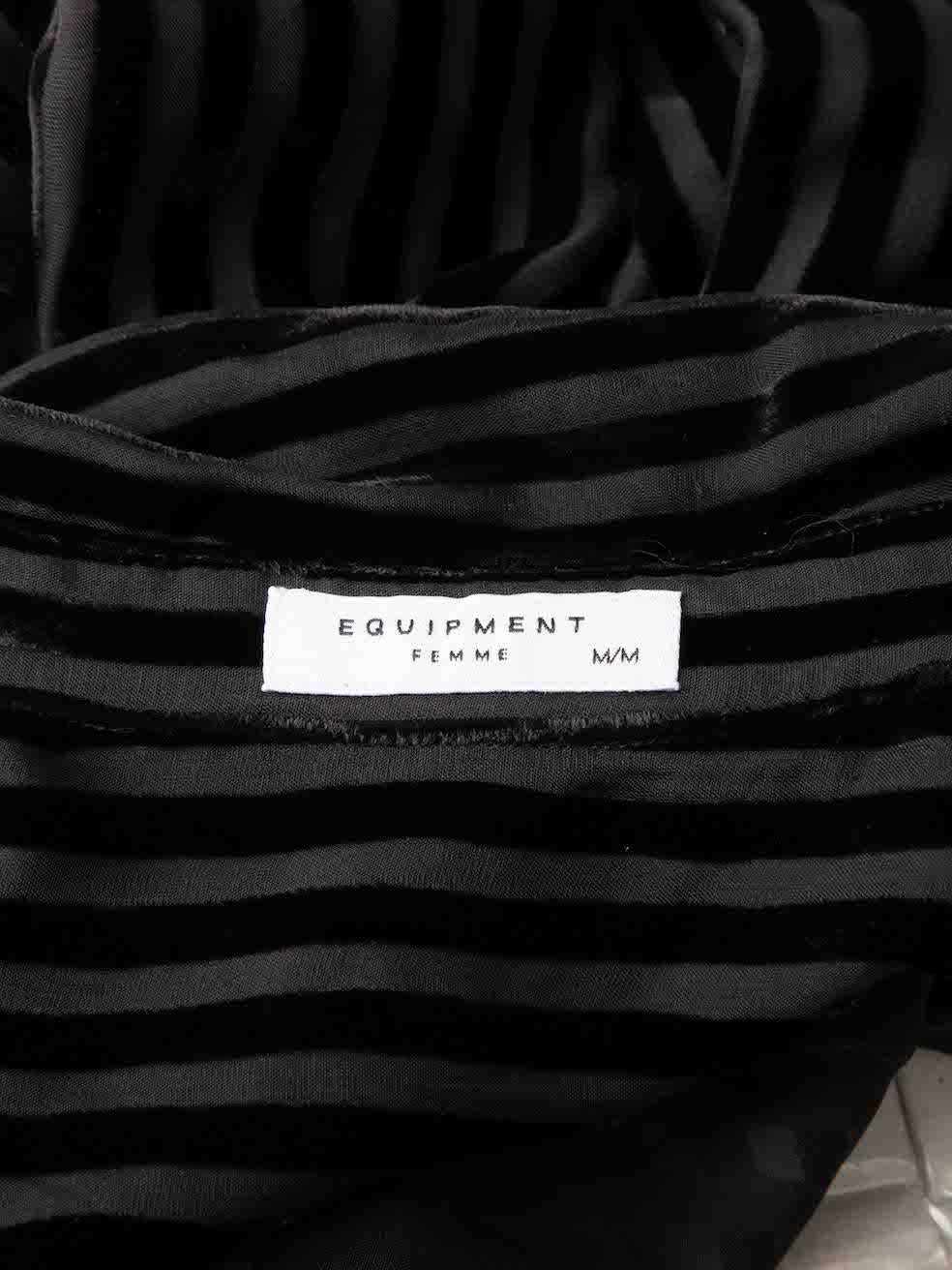 Equipment Women's Black Velvet Sheer Stripped Shirt 2
