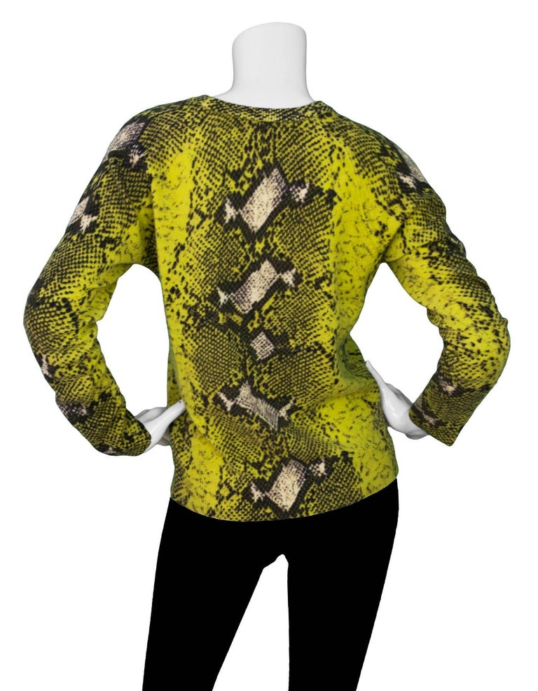Equipment Yellow Cashmere Snake Print Sweater Sz XS For Sale at 1stDibs ...