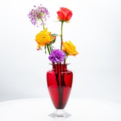 Vase Equise Baccarat, cristal rouge foncé, France