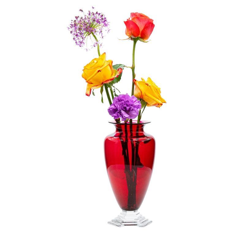 Equise Baccarat Vase, Deep Red Crystal, France