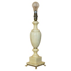 EQUISITE CIRCA 1960's MADE IN ITALY STAMPED MARBLE LAMP LIONS BRASS PAW FEET