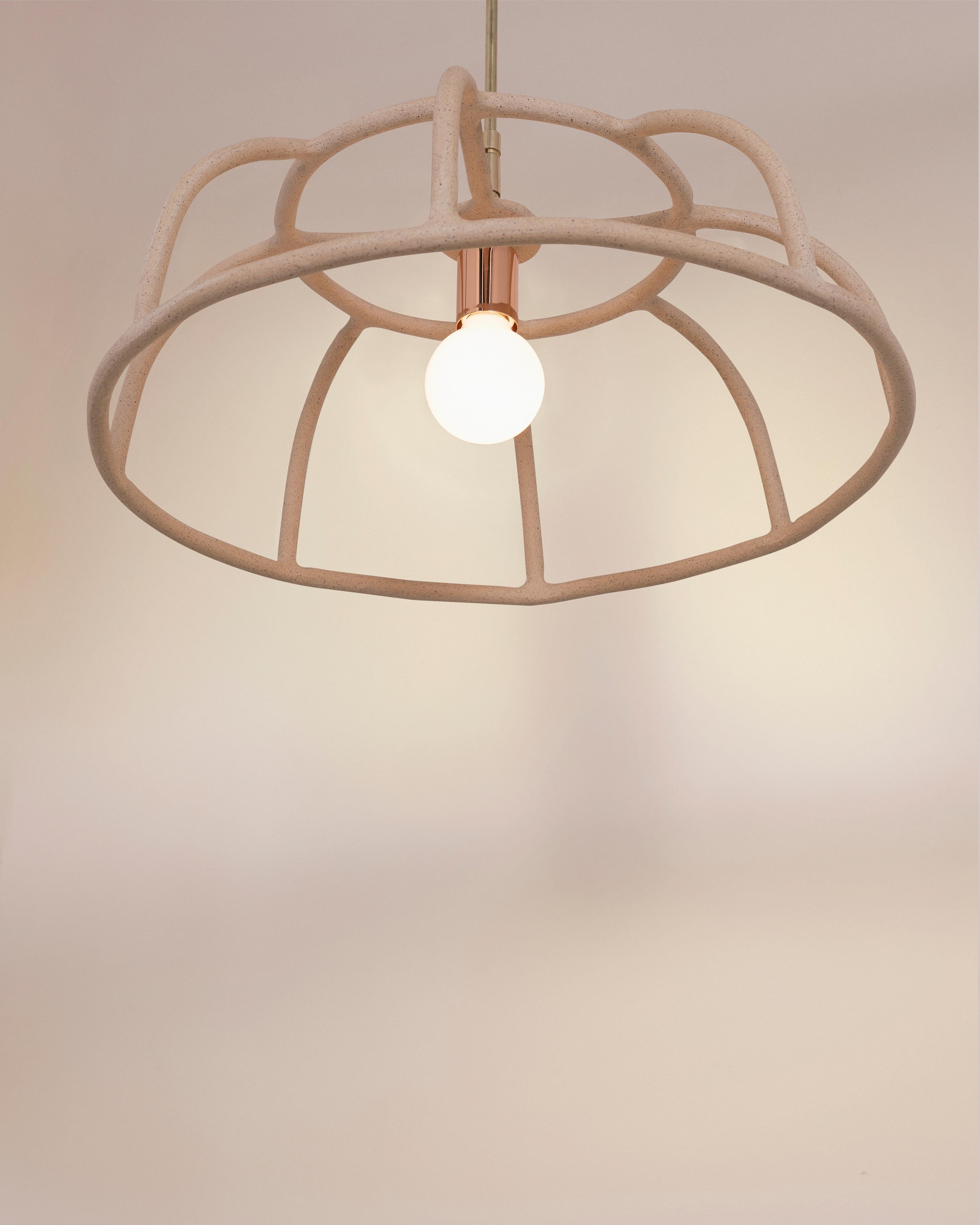 Modern Equniox Pendant Light in Stoneware, Contemporary Ceramic Lighting For Sale