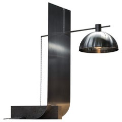 Equo 3.0 Floor Lamp in Aluminum, Travertine & Stainless Steel by D´ARK Atelier