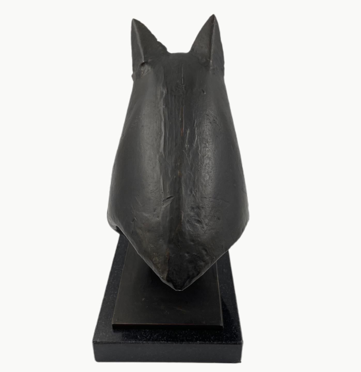 Hand-Carved Equus Bronze Sculpture on Marble Plinth For Sale