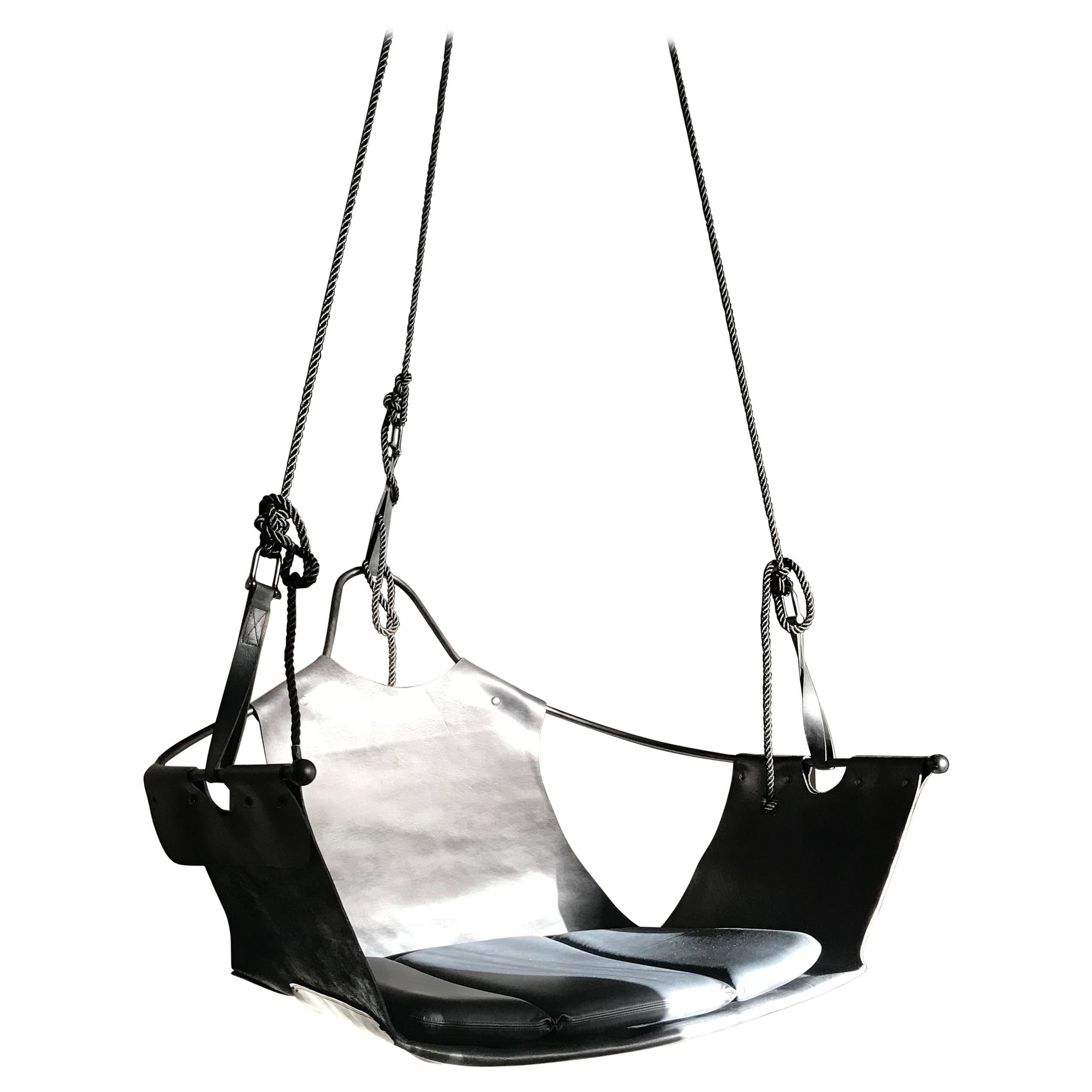 Equus Swing - strapping leather, powder coated steel & nylon rope For Sale