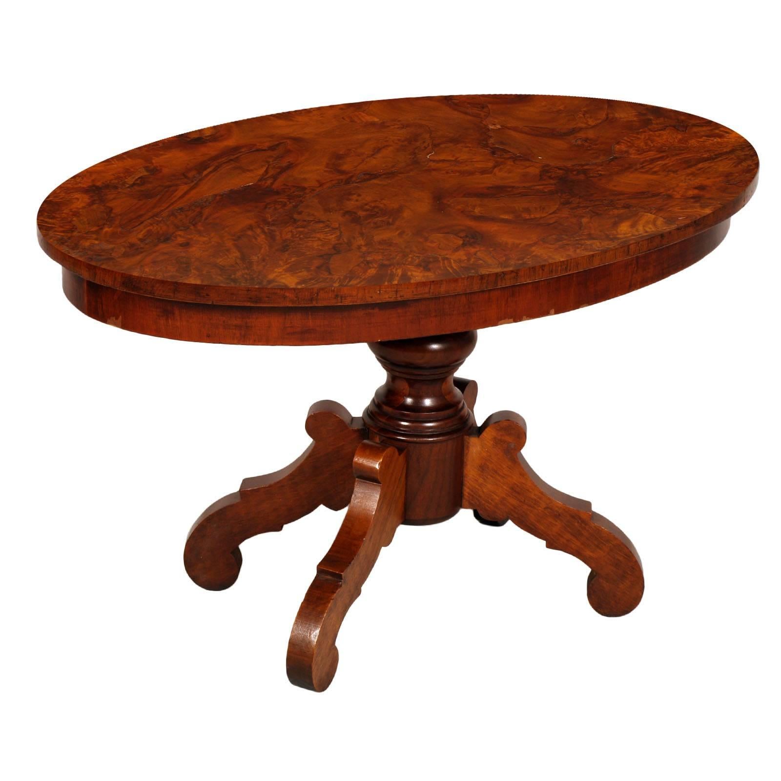 Era Art Deco Coffee Center Table, in Walnut, Burl Walnut the Top, Wax-Polished