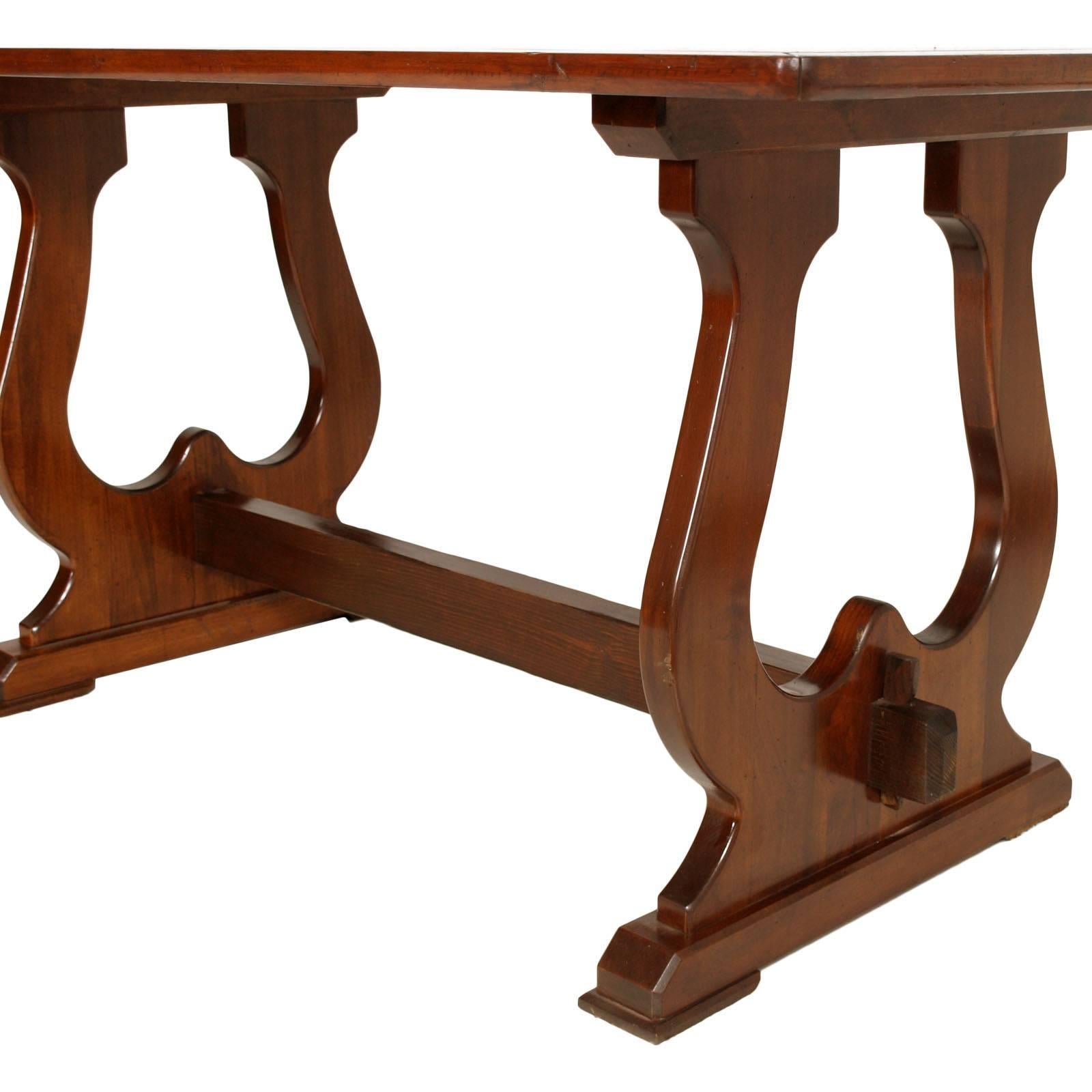 Renaissance Revival Era Art Deco Elegant Italian Frattino Table All Massive Oak Polished to Wax For Sale