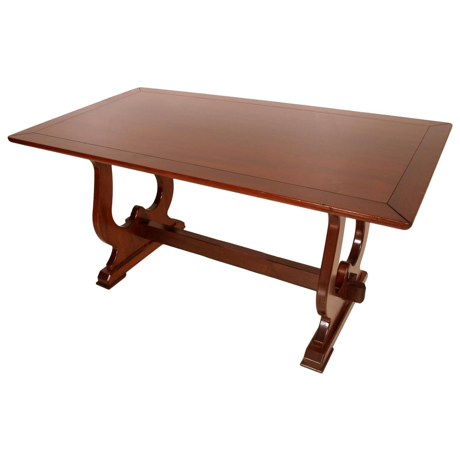 Era Art Deco Elegant Italian Frattino Table All Massive Oak Polished to Wax For Sale
