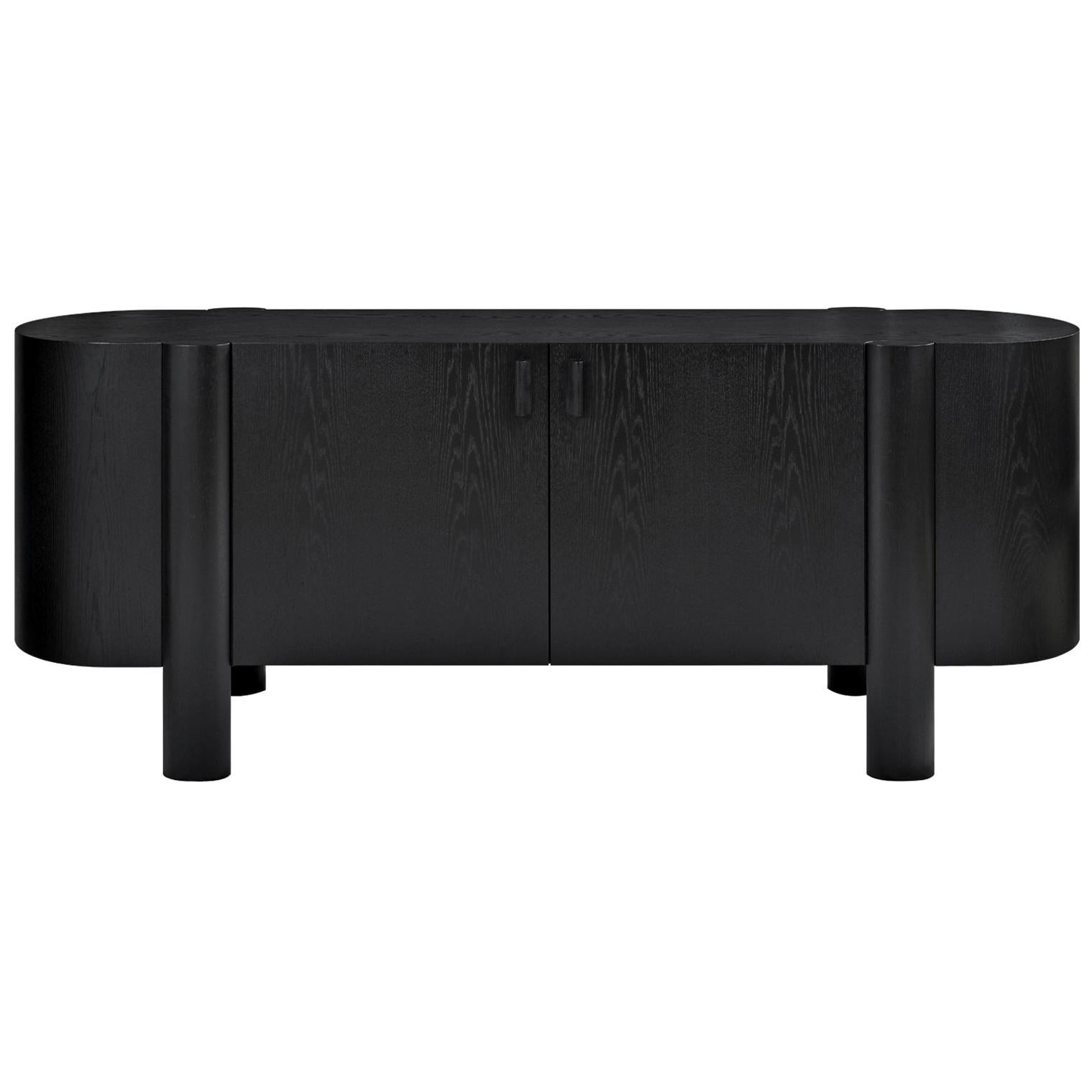 21st Century, Modern, Black, Wood, Patinated, Brass, Signed, Unique Era Credenza For Sale