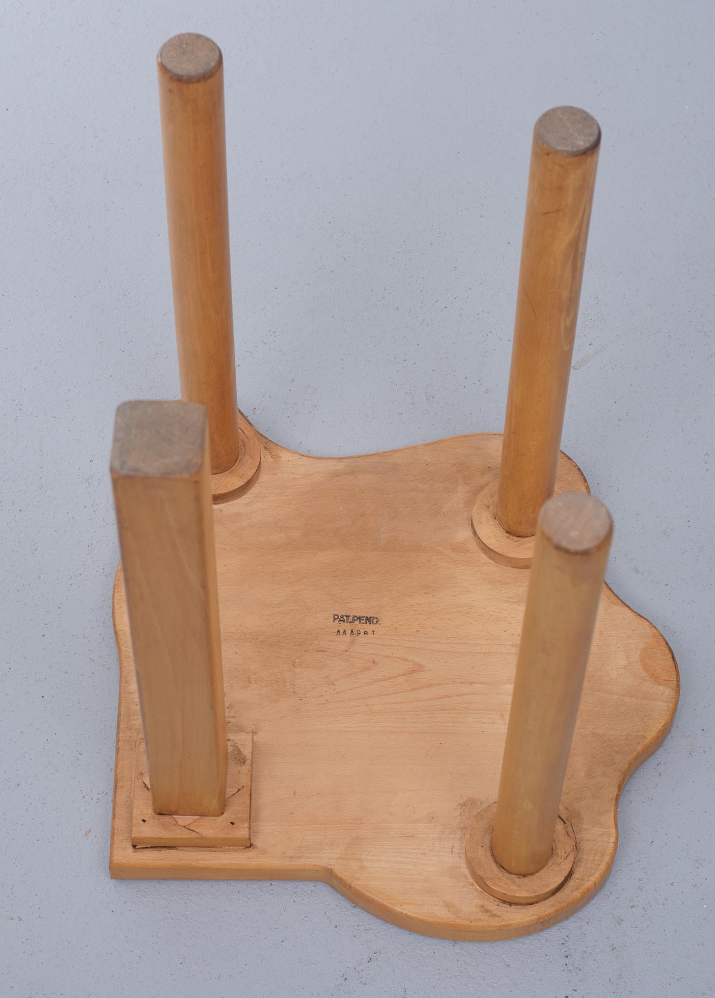 Post Modern Era Herbstb Solid Pine wood stool. 1990 s Germany.