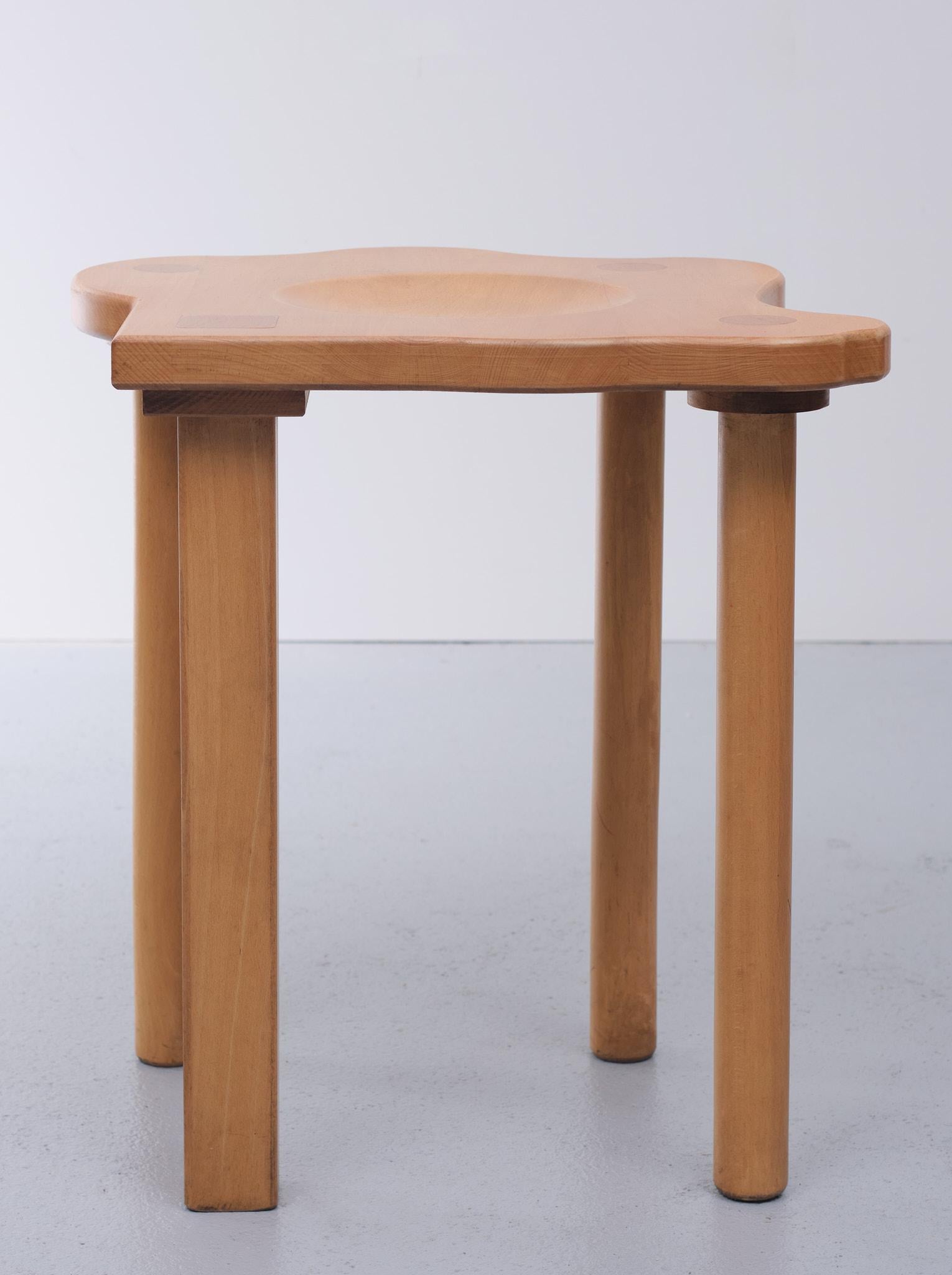 Late 20th Century Era Herbstb Solid Pine Wood Stool For Sale