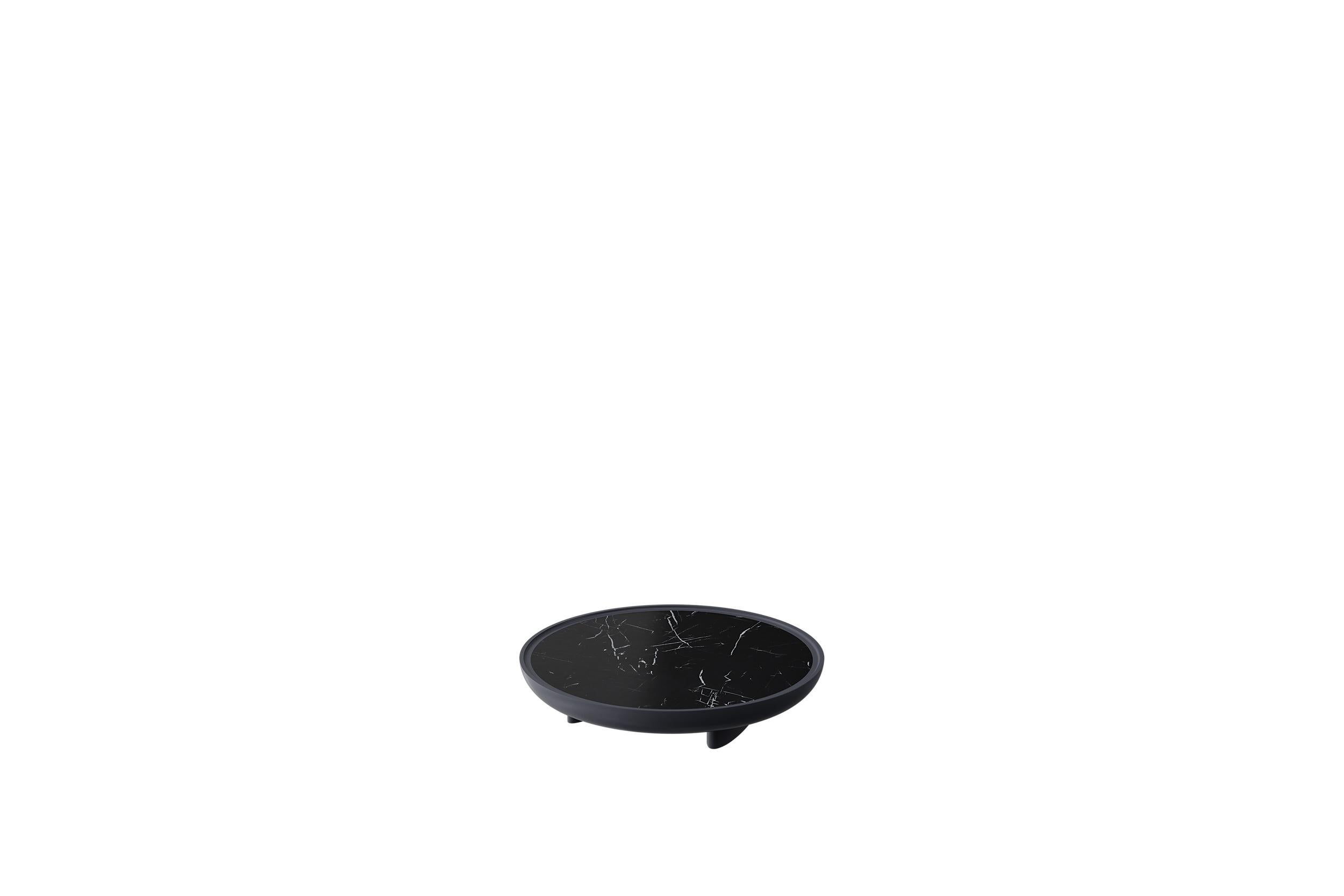 Eracle 100 Lacquer and Marble Round Side Table by Ultramobili
Dimensions:  W 100 x D 100 x H 21 cm
Materials: Marble, Lacquer. 

Round side table with shaped rounded edges and top insert in natural wood, marble or ceramic. Lacquered structure in mat