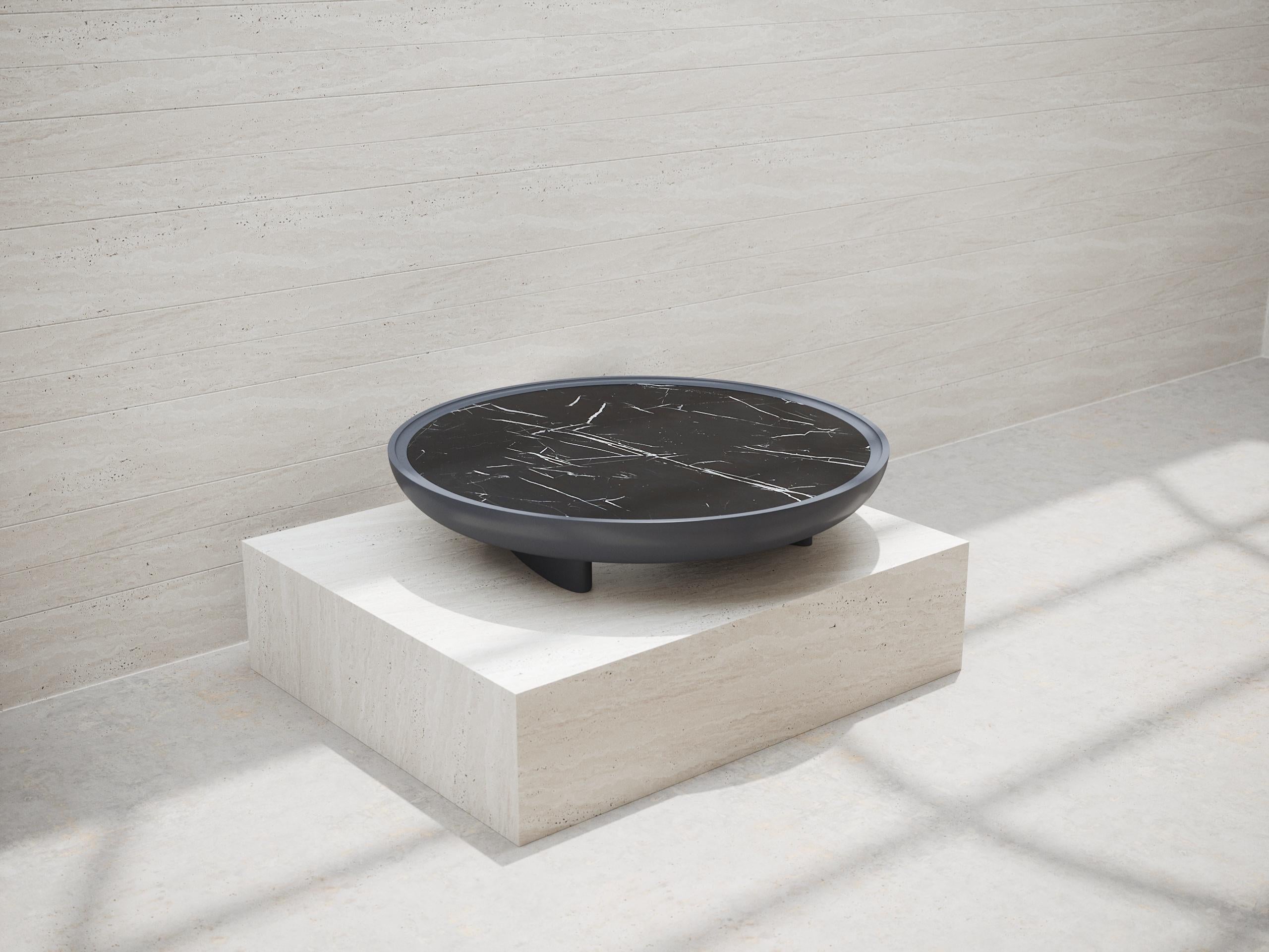 Eracle 100 Lacquer and Marble Round Side Table by Ultramobili For Sale 1