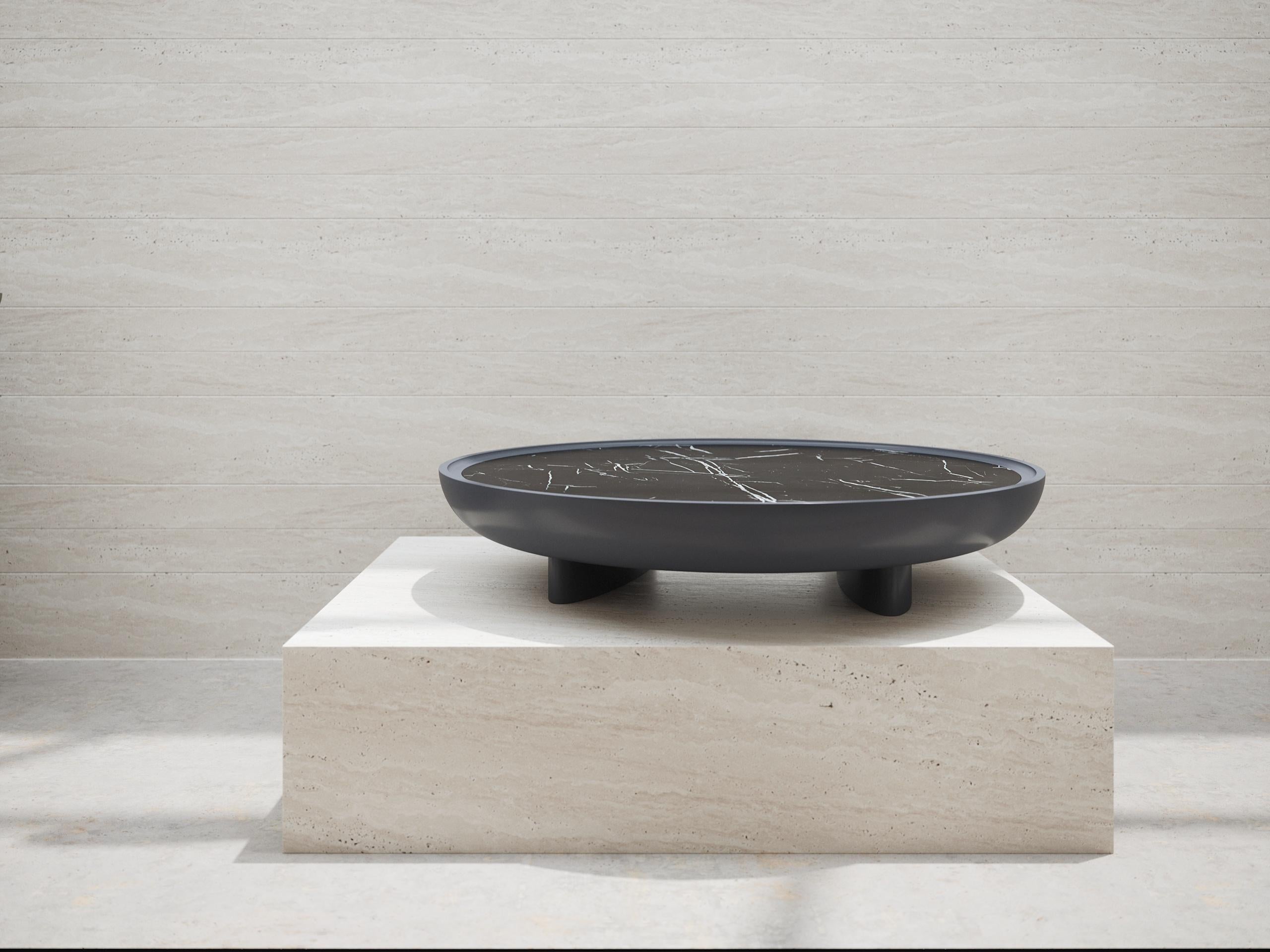 Eracle 100 Lacquer and Marble Round Side Table by Ultramobili For Sale 2