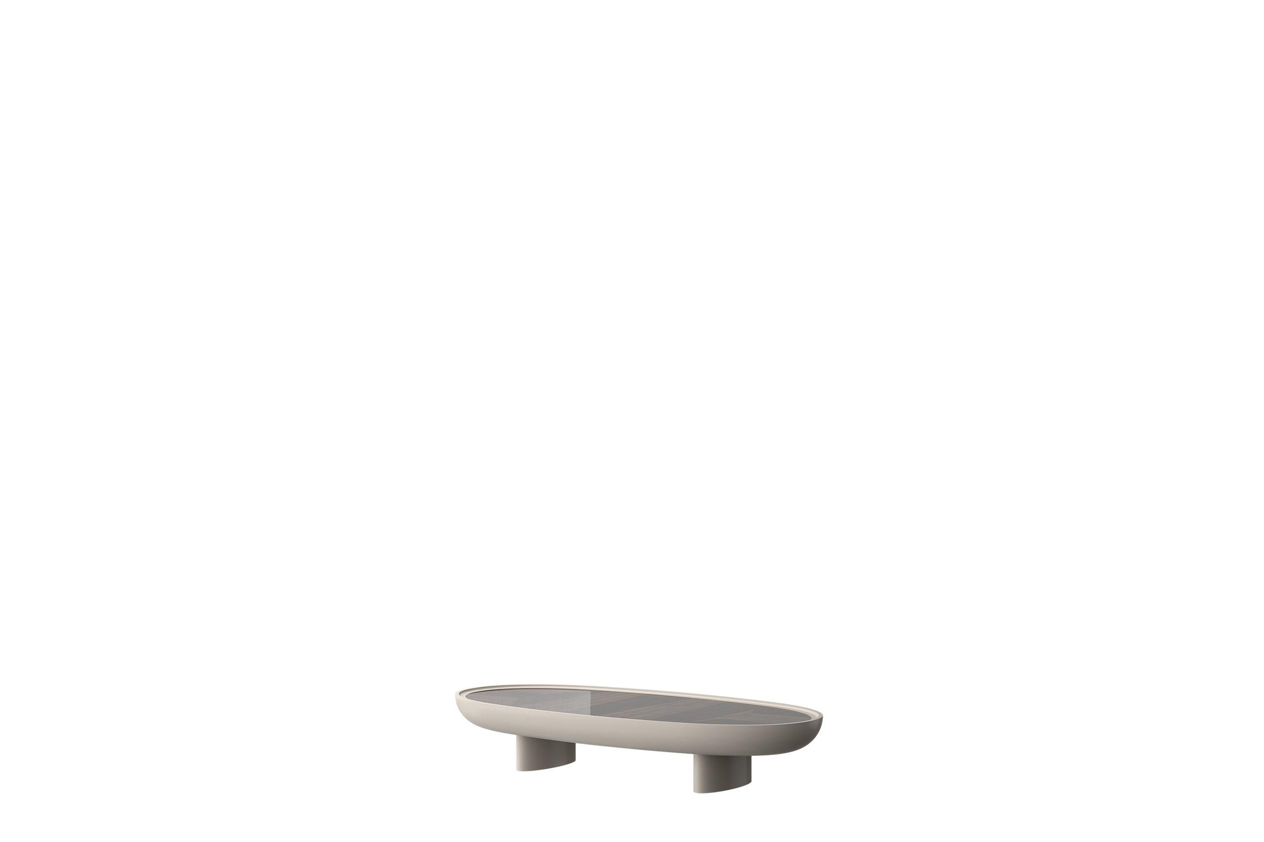Eracle 150 Lacquered in Mat Finish and Walnut Round Side Table by Ultramobili In New Condition For Sale In Geneve, CH