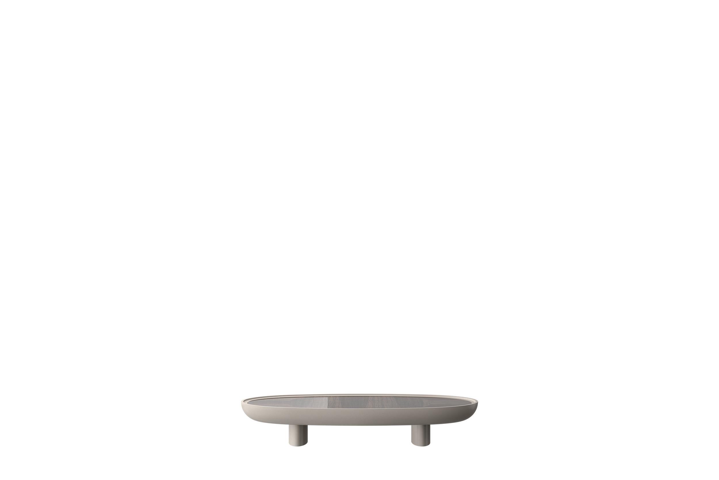 Contemporary Eracle 150 Lacquered in Mat Finish and Walnut Round Side Table by Ultramobili For Sale