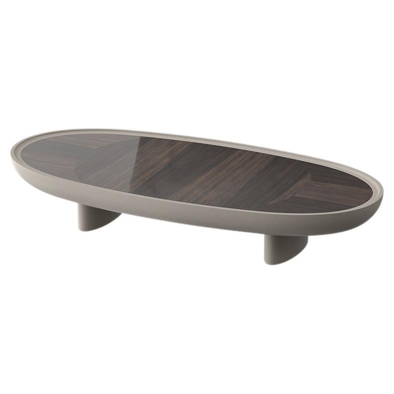 Eracle 150 Lacquered in Mat Finish and Walnut Round Side Table by Ultramobili