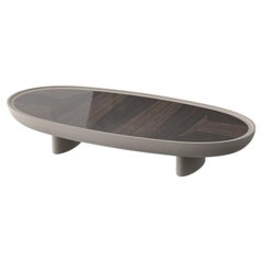 Eracle 150 Lacquered in Mat Finish and Walnut Round Side Table by Ultramobili